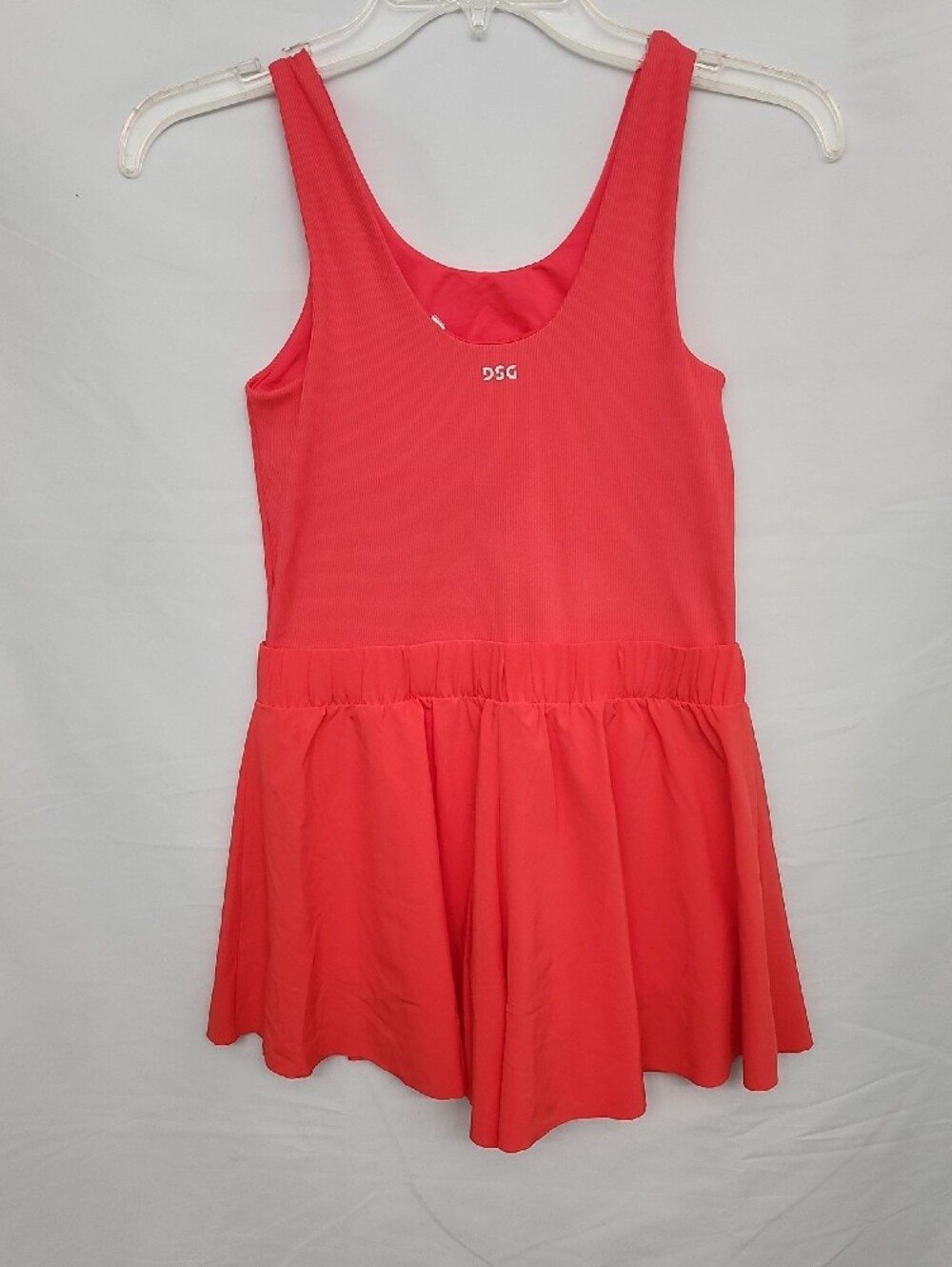 DSG Coral Tank Romper With Bra & Shorts Liner. Ribbed Top Flowy Bottom Girl's L - Picture 3 of 7
